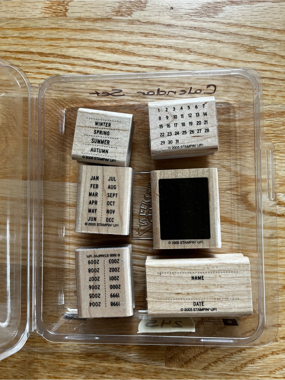 Stampin' Up! Wood Mounted Stamp Set It's a Date with box-6 stamps